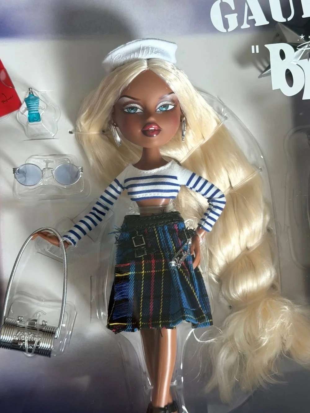 Jean Paul Gaultier Bratz Doll — Blonde with Navy & Green Plaid Skirt